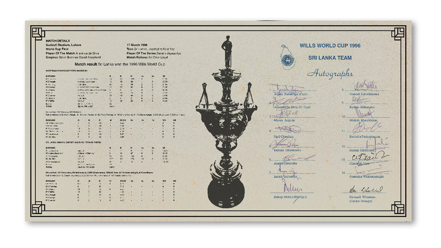 Celebrating the 25 Year Anniversary of the 1996 Cricket World Champions, Sri Lanka.